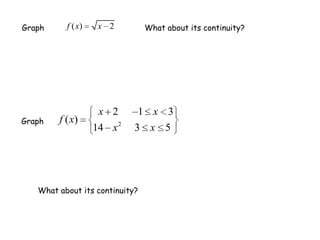 Graph What about its continuity?Graph What about its continuity?