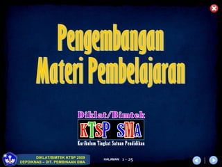 1 - 25HALAMAN
DIKLAT/BIMTEK KTSP 2009
DEPDIKNAS – DIT. PEMBINAAN SMA
 