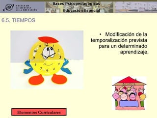 Modificación de la  temporalización prevista  para un determinado  aprendizaje. 6.5. TIEMPOS Elementos Curriculares 