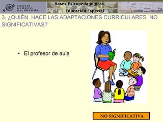 El profesor de aula 3. ¿QUIÉN  HACE LAS ADAPTACIONES CURRICULARES  NO SIGNIFICATIVAS? NO SIGNIFICATIVA 