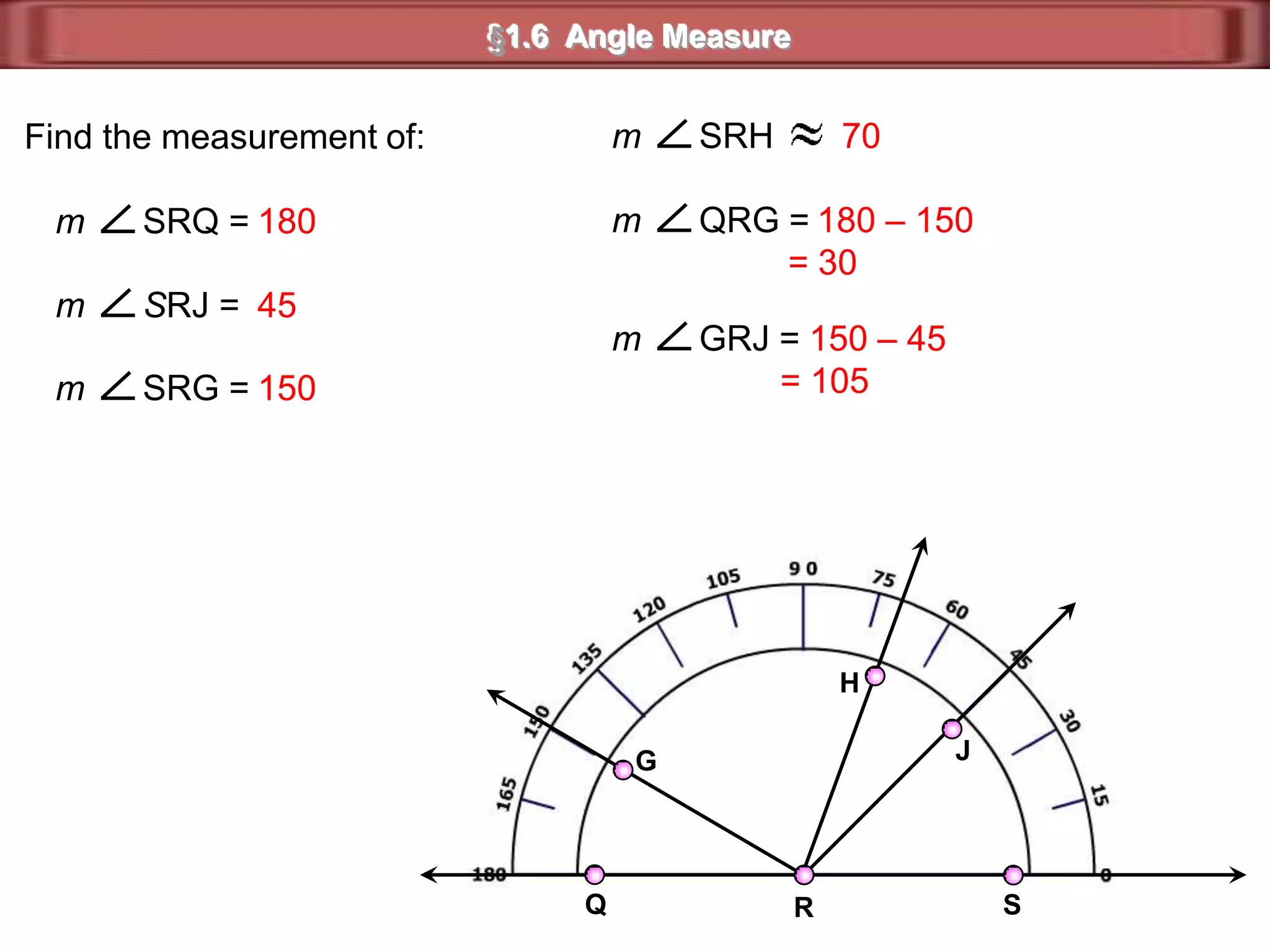 PGAnglesIs point B in the interior of the angle,                         exterior of the angle,                                 or on the angle?ExteriorBIs point G in the interior of the angle,                         exterior of the angle,                                 or on the angle?On the angleIs point P in the interior of the angle,                         exterior of the angle,                                 or on the angle?Interior