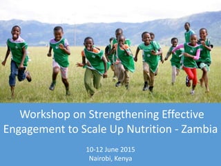Workshop on Strengthening Effective
Engagement to Scale Up Nutrition - Zambia
10-12 June 2015
Nairobi, Kenya
 