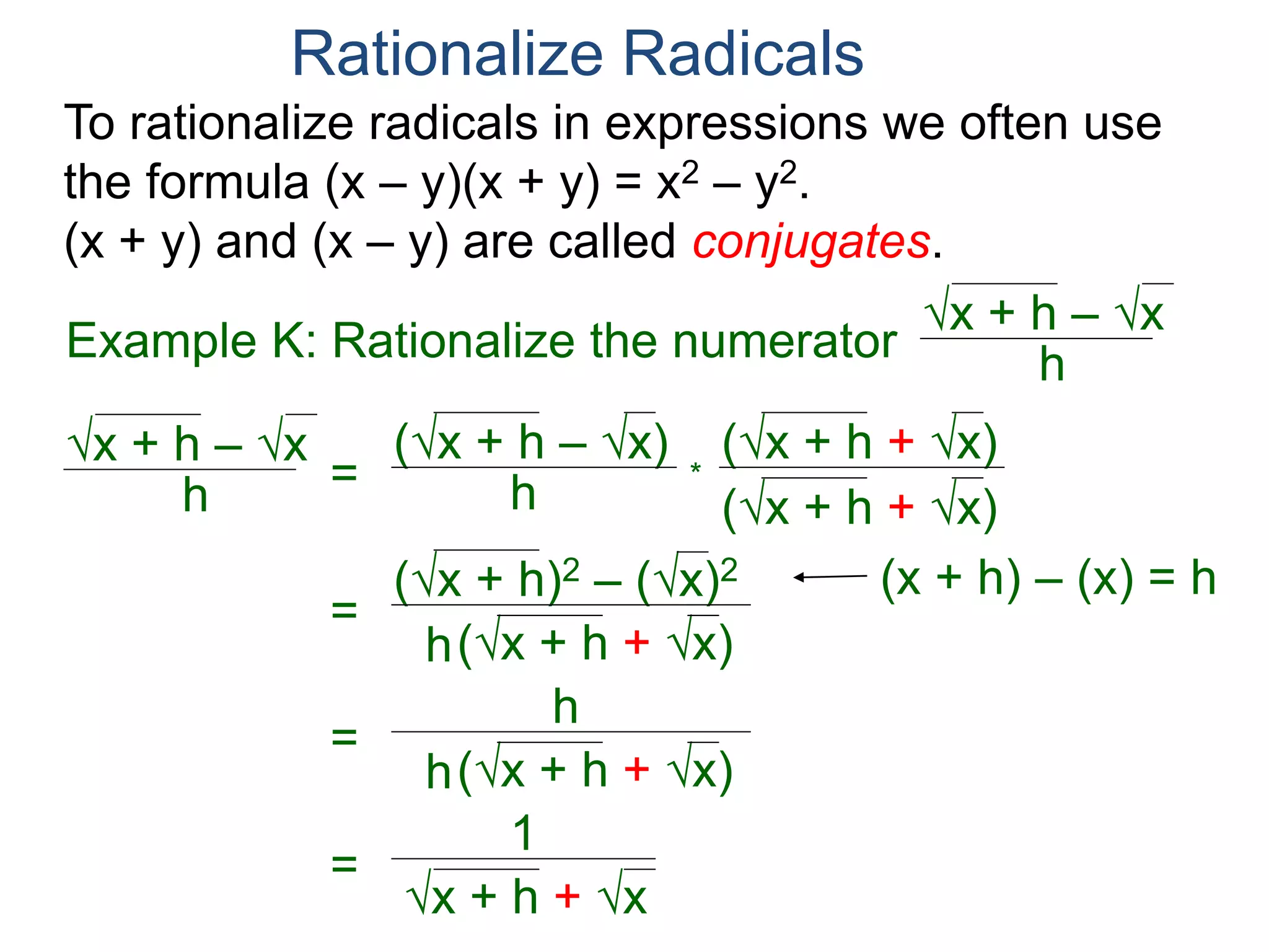 Exercise A. Factor each expression then use the factored
form to evaluate the given input values. No calculator.
Applications of Factoring
1. x2 – 3x – 4, x = –2, 3, 5 2. x2 – 2x – 15, x = –1, 4, 7
3. x2 – x – 2, x = ½ ,–2, –½ 4. x3 – 2x2, x = –2, 2, 4
5. x4 – 3x2, x = –1, 1, 5 6. x3 – 4x2 – 5x, x = –4, 2, 6
B. Determine if the output is positive or negative using the
factored form.
7.
x2 – 4
x + 4
8. x3 – 2x2
x2 – 2x + 1
, x = –3, 1, 5 , x = –0.1, 1/2, 5
4.
x2 – 4
x + 4 5. x2 + 2x – 3
x2 + x
6. x3 – 2x2
x2 – 2x + 1
, x = –3.1, 1.9 , x = –0.1, 0.9, 1.05
, x = –0.1, 0.99, 1.01
1. x2 – 3x – 4, x = –2½, –2/3, 2½, 5¼
2. –x2 + 2x + 8, x = –2½, –2/3, 2½, 5¼
3. x3 – 2x2 – 8x, x = –4½, –3/4, ¼, 6¼,
 