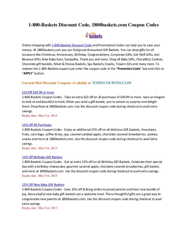 1800Baskets Discount Code