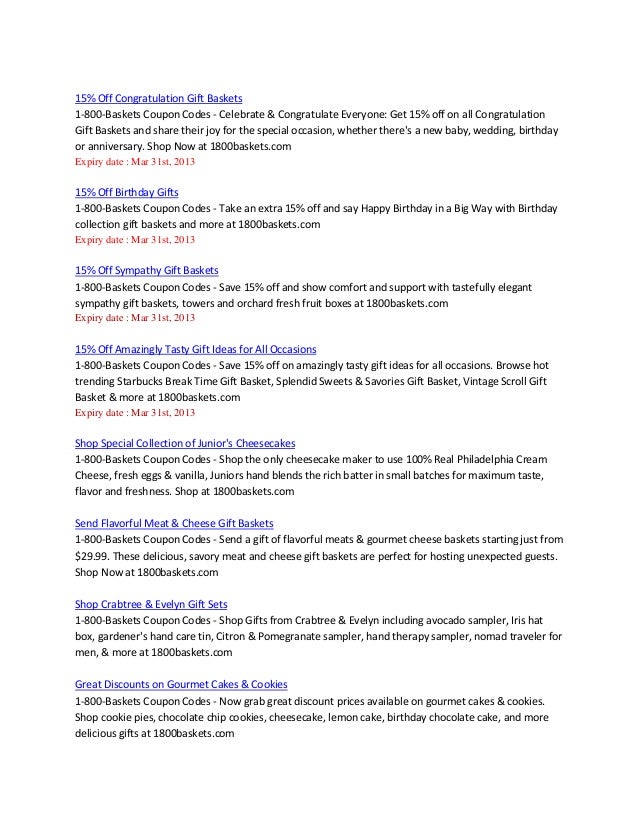 1800Baskets Promo Code