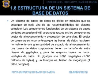 1.8 Estructura De Un Sistema De Base De Datos | PPTX