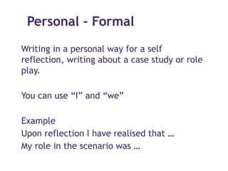 Reflect Formal Definition Academic writing overview for postgraduate | PPT