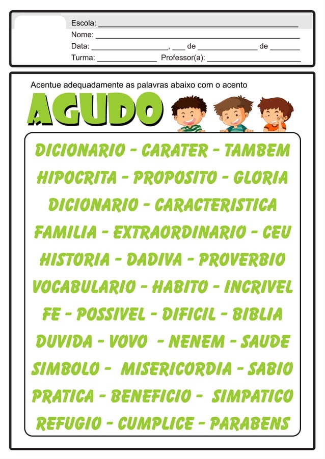 CONCEITO DE ACENTUAÇÃO, ACENTO AGUDO, CIRCUNFLEXO E TIL | PDF
