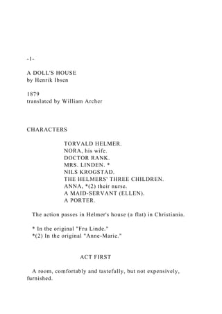 A Dolls House, a Play by Henrik Ibsen: Nils Krogstad
