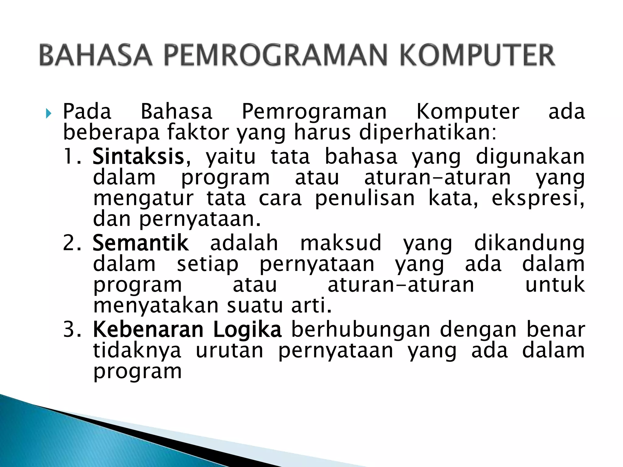 dasar-dasar pemrograman | PPTX