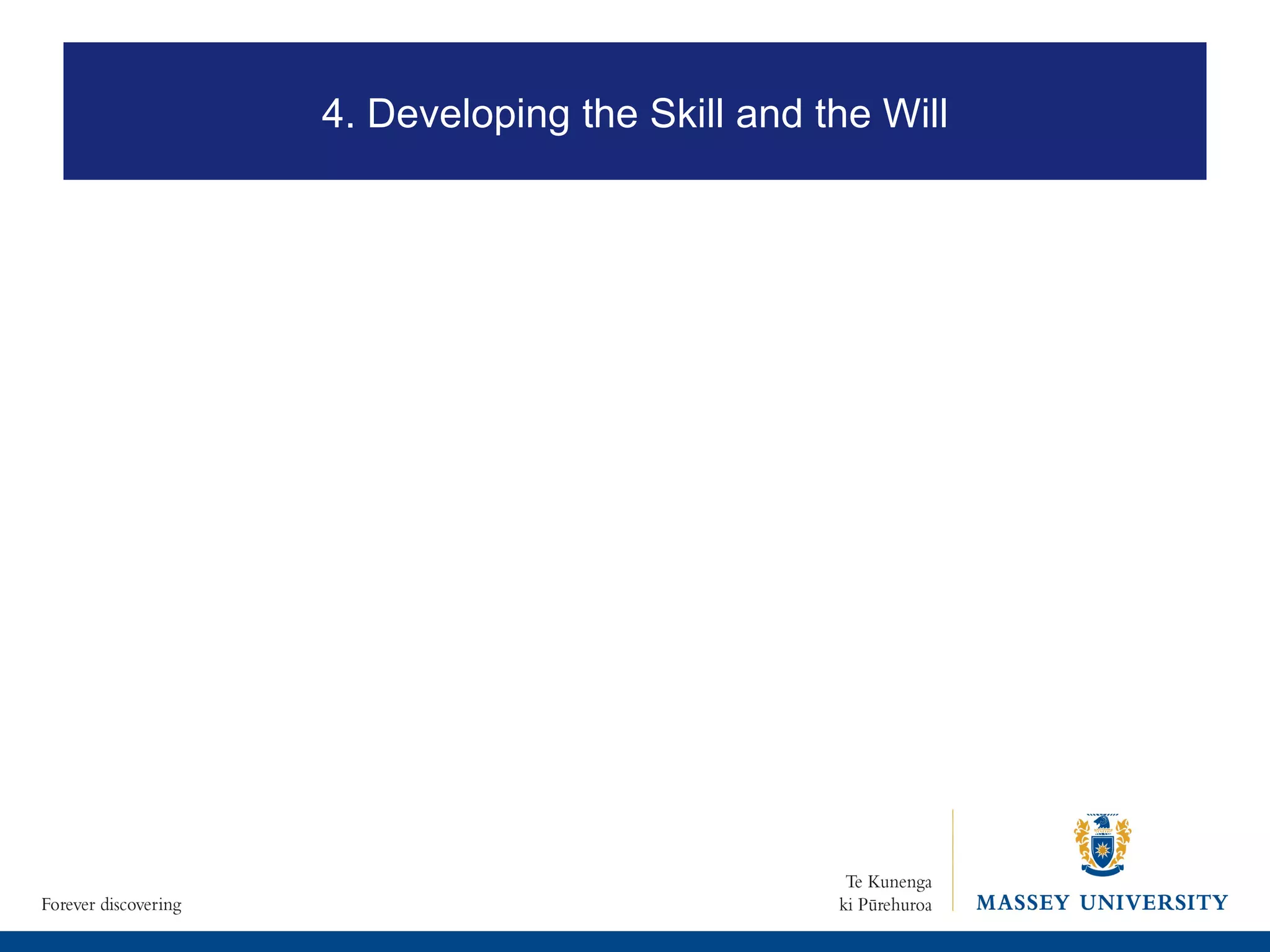 4. Developing the Skill and the Will 