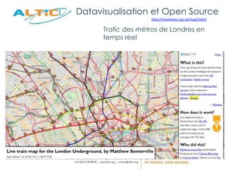 Datavisualisation et Open Source
http://traintimes.org.uk/map/tube/
Trafic des métros de Londres en
temps réel
