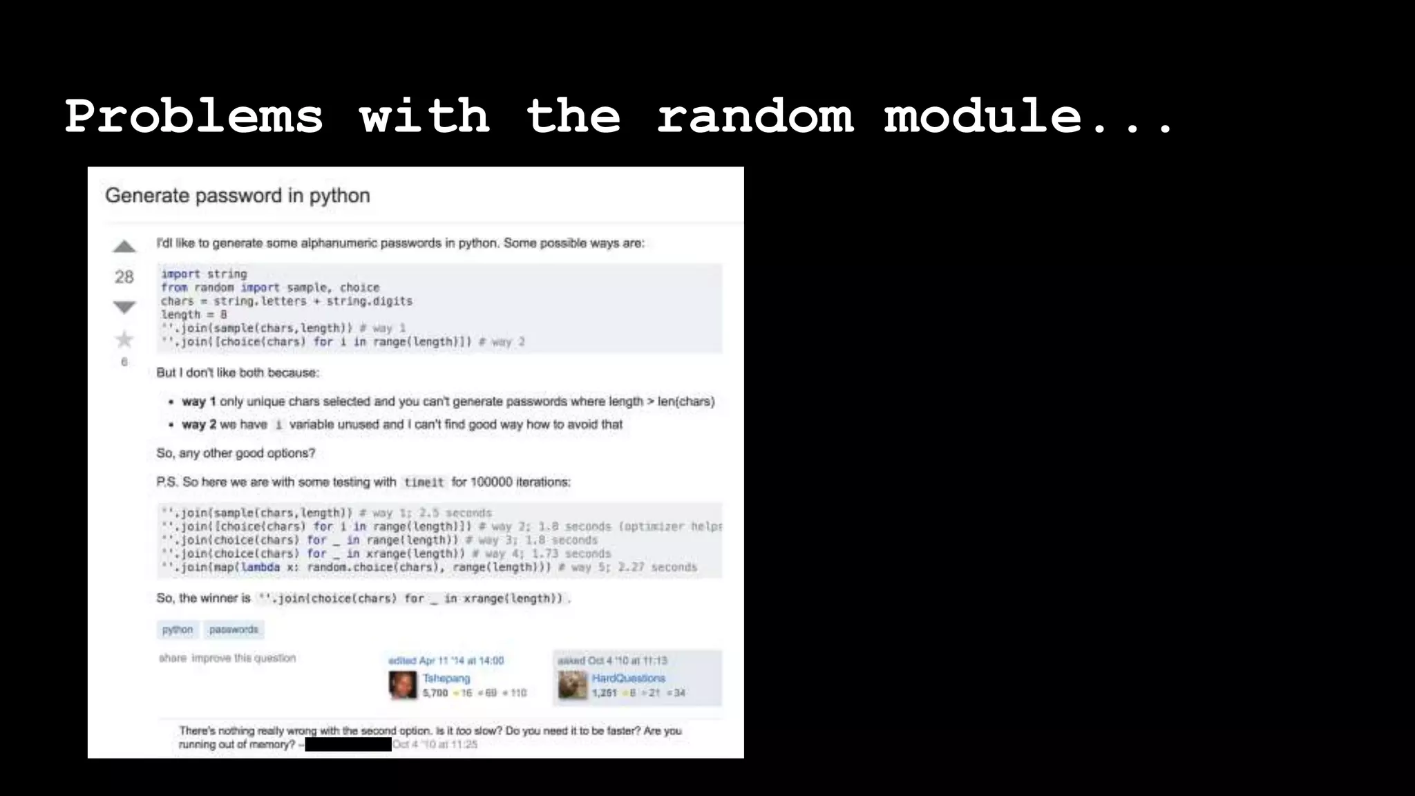 Problems with the random module...
 