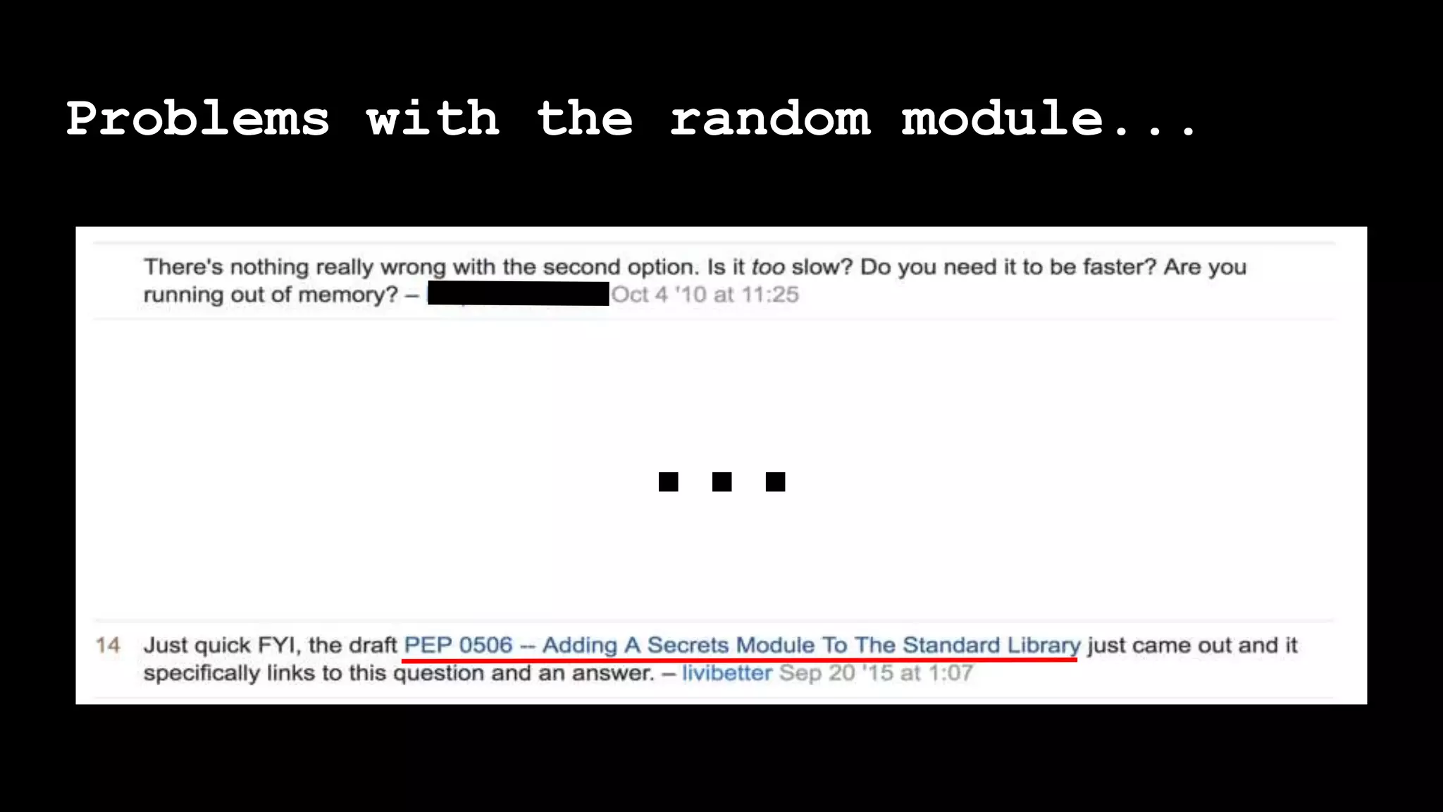 Problems with the random module...
...
 