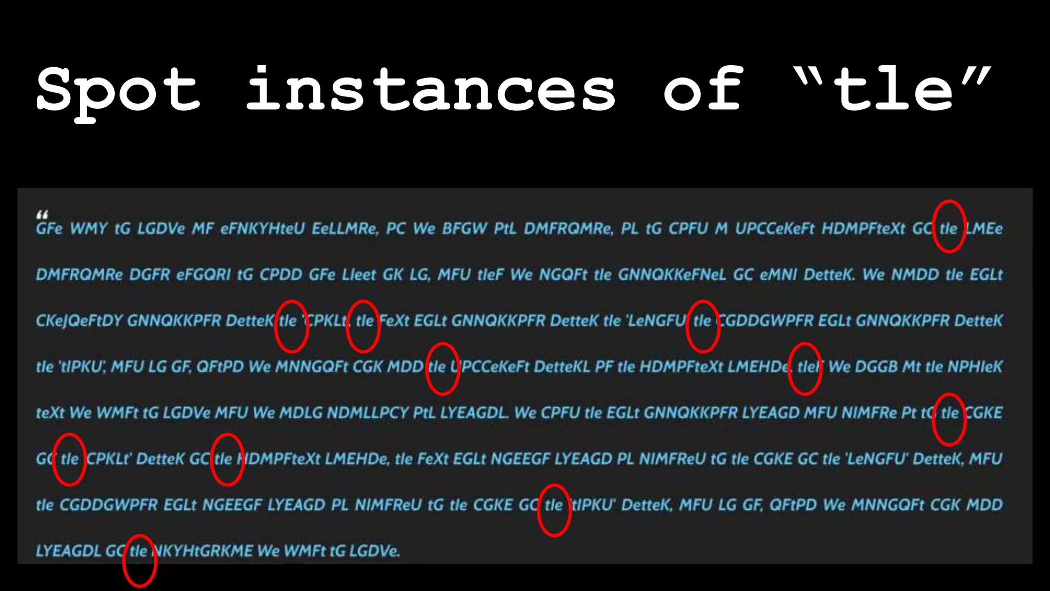 Spot instances of “tle”
 
