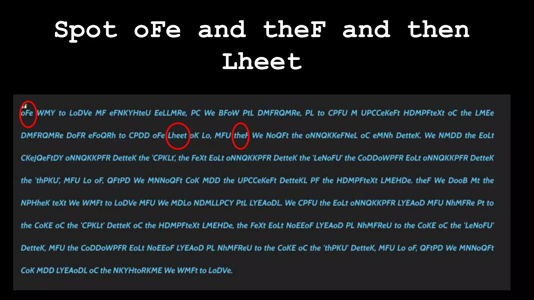 Spot oFe and theF and then
Lheet
 