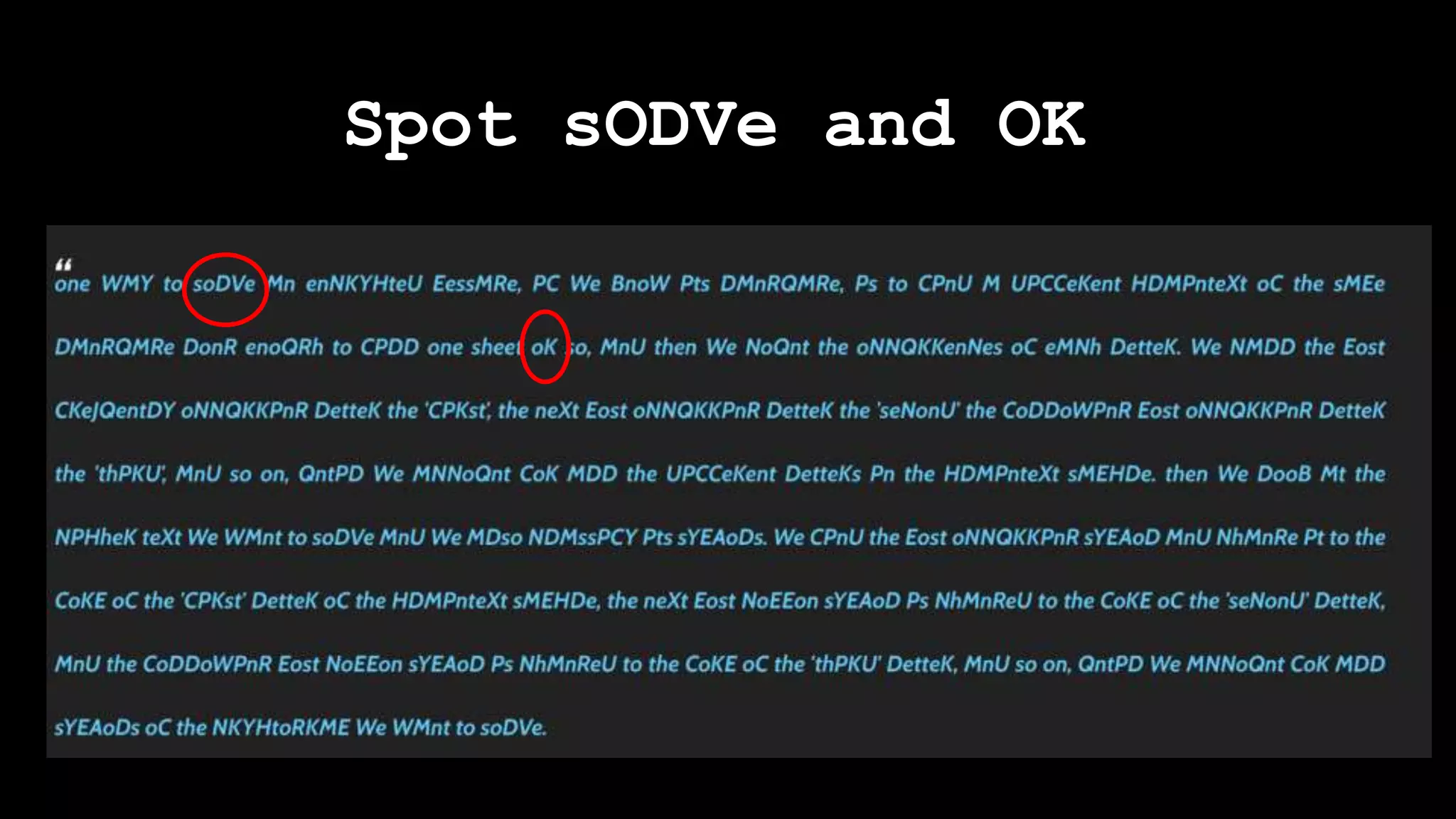 Spot sODVe and OK
 