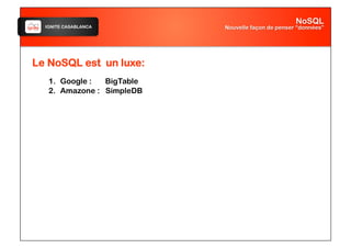IGNITE CASABLANCA
Le NoSQL est un luxe:
1. Google : BigTable
2. Amazone : SimpleDB