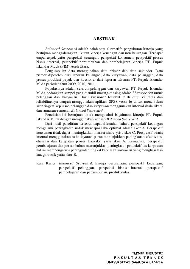 1 Analisa Kinerja Produktivitas Dengan Menggunaka Metode Balaced Sco