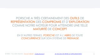 PORSCHE A TRÈS CERTAINEMENT DES OUTILS DE
REPRÉSENTATION DES COMPROMIS ET D’EXPLORATION
COMME NOTRE MOTEUR POUR ATTEINDRE UNE TELLE
MATURITÉ DE CONCEPT
EN D’AUTRES TERMES, PORSCHE EST À L’ABRIS DE TOUTE
CONCURRENCE SUR SON SYSTÈME DE FREINAGE
13© ANEO – Tous droits réservés Je veux plus de détails sur cette présentation- Vincent HOLLEY : vholley@aneo.fr
 