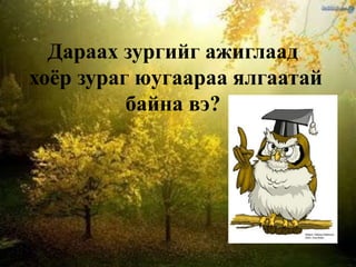 10Дараах зургийг ажиглаад хоёр зураг юугаараа ялгаатай байна вэ?