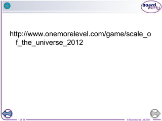 http://www.onemorelevel.com/game/scale_o
  f_the_universe_2012




  1 of 39                        © Boardworks Ltd 2007
 
