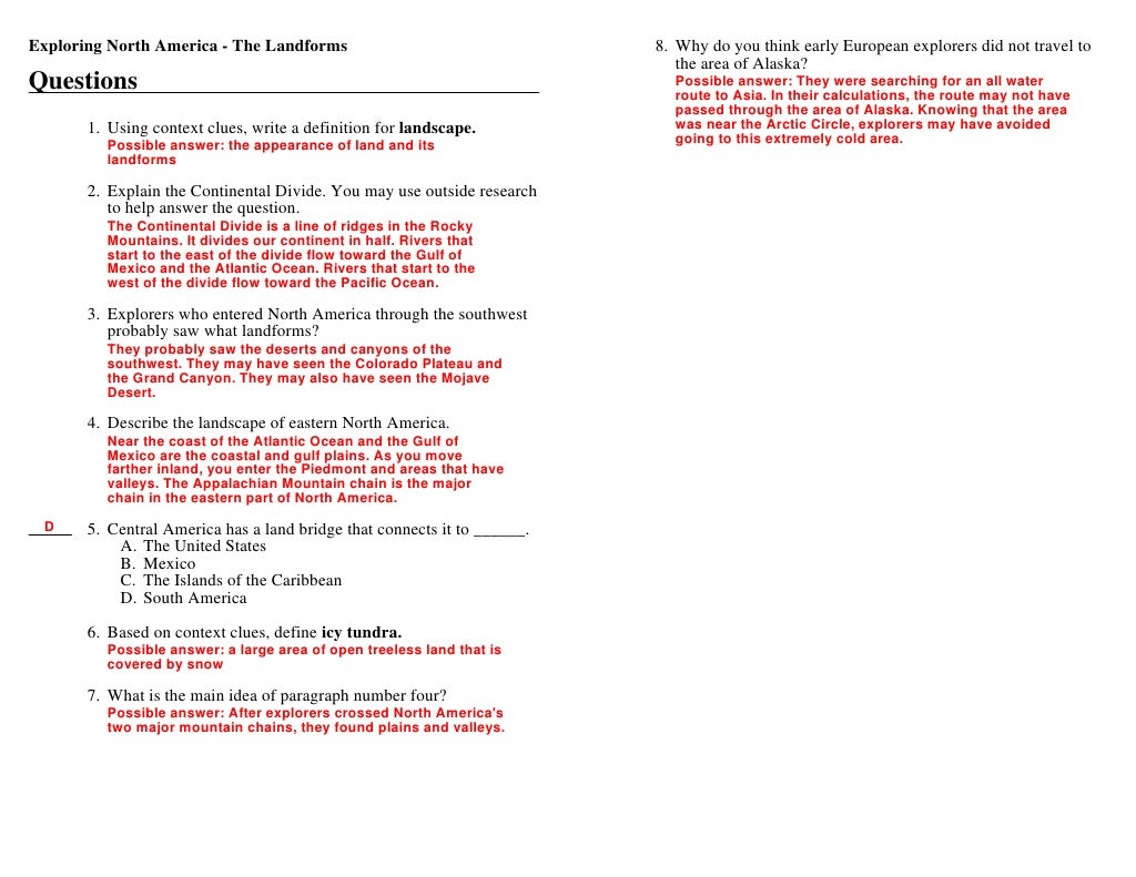 1 Answers Landforms Of North America Ed Helper