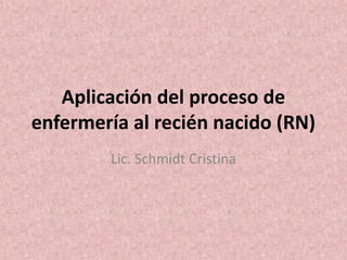 Aplicación del proceso de
enfermería al recién nacido (RN)
Lic. Schmidt Cristina
 