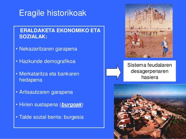 Eragile historikoak ERALDAKETA EKONOMIKO ETA SOZIALAK:⢠Nekazaritzaren garapena⢠Hazkunde demografikoa ...