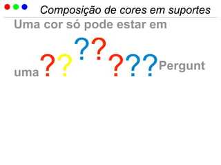 Composição de cores em suportes
Uma cor só pode estar em
uma??
??
???Pergunt
 