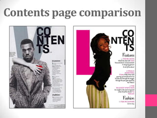 Contents page comparison
 
