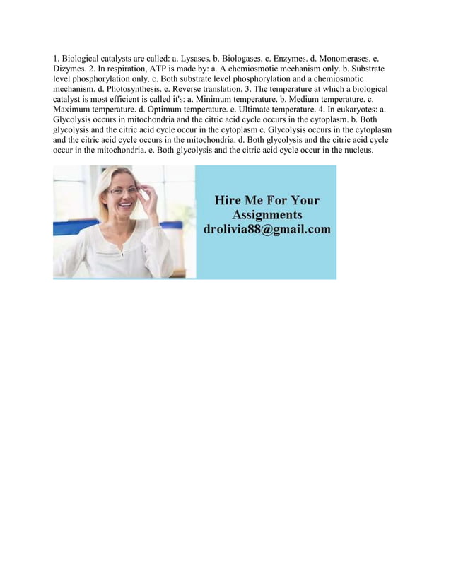 1 Biological catalysts are called a Lysases b Biologases c Enzy.docx