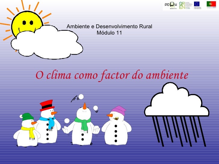 O clima como factor do ambiente Ambiente e Desenvolvimento Rural Módulo 11 