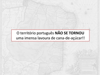 O território português NÃO SE TORNOU
uma imensa lavoura de cana-de-açúcar!!
 