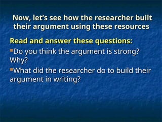 How to Build a Strong Argument and Literature Review in Research | PPT