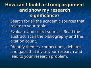 How to Build a Strong Argument and Literature Review in Research | PPT