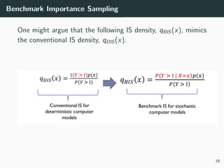 Benchmark Importance Sampling
One might argue that the following IS density, qBIS (x), mimics
the conventional IS density, qDIS (x).
16
 
