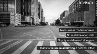 © 2017 TM Forum | 19
No business models or rules
No real-time open data
Supply and demand side gaps
…leads to failure in achieving a network effect
 