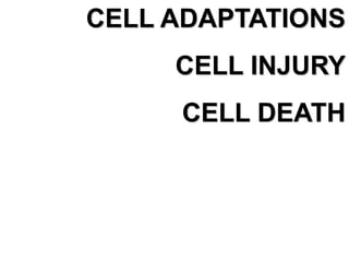 CELL ADAPTATIONS 
CELL INJURY 
CELL DEATH 
 