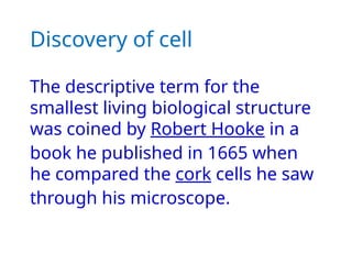 Cells and cell theory Biology For Engineers | PPTX