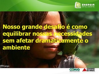 Nosso grande desafio é como
equilibrar nossas necessidades
sem afetar dramaticamente o
ambiente
 