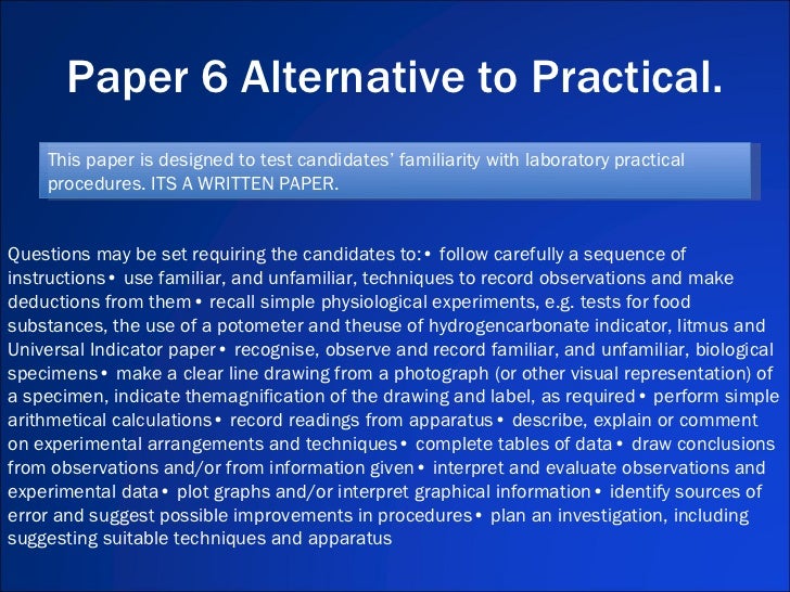 Igcse Biology Alternative To Practical