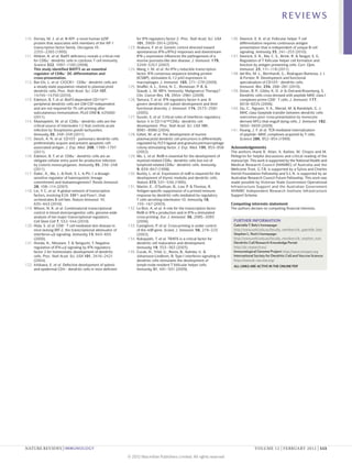 REVIEWS

110.	 Dorsey, M. J. et al. B‑ATF: a novel human bZIP                     for IFN regulatory factor‑2. Proc. Natl Acad. Sci. USA      136.	Deenick, E. K. et al. Follicular helper T cell
      protein that associates with members of the AP‑1                   101, 3909–3914 (2004).                                           differentiation requires continuous antigen
      transcription factor family. Oncogene 11,                     123.	Arakura, F. et al. Genetic control directed toward               presentation that is independent of unique B cell
      2255–2265 (1995).                                                  spontaneous IFN-α/IFN-β responses and downstream                 signaling. Immunity 33, 241–253 (2010).
111.	 Hildner, K. et al. Batf3 deficiency reveals a critical role        IFN-γ expression influences the pathogenesis of a           137.	Deenick, E. K., Ma, C. S., Brink, R. & Tangye, S. G.
      for CD8α+ dendritic cells in cytotoxic T cell immunity.            murine psoriasis-like skin disease. J. Immunol. 179,             Regulation of T follicular helper cell formation and
      Science 322, 1097–1100 (2008).                                     3249–3257 (2007).                                                function by antigen presenting cells. Curr. Opin.
      This study identified BATF3 as an essential                   124.	Wang, I. M. et al. An IFN‑γ‑inducible transcription              Immunol. 23, 111–118 (2011).
      regulator of CD8α+ DC differentiation and                          factor, IFN consensus sequence binding protein              138.	del Rio, M. L., Bernhardt, G., Rodriguez-Barbosa, J. I.
      cross-presentation.                                                (ICSBP), stimulates IL‑12 p40 expression in                      & Forster, R. Development and functional
112.	 Bar-On, L. et al. CX3CR1+ CD8α+ dendritic cells are                macrophages. J. Immunol. 165, 271–279 (2000).                    specialization of CD103+ dendritic cells.
      a steady-state population related to plasmacytoid             125.	Shaffer, A. L., Emre, N. C., Romesser, P. B. &                   Immunol. Rev. 234, 268–281 (2010).
      dendritic cells. Proc. Natl Acad. Sci. USA 107,                    Staudt, L. M. IRF4: Immunity. Malignancy! Therapy?          139.	Dolan, B. P., Gibbs, K. D. Jr & Ostrand-Rosenberg, S.
      14745–14750 (2010).                                                Clin. Cancer Res. 15, 2954–2961 (2009).                          Dendritic cells cross-dressed with peptide MHC class I
113.	 Edelson, B. T. et al. Batf3‑dependent CD11blow/−              126.	Tamura, T. et al. IFN regulatory factor‑4 and ‑8                 complexes prime CD8+ T cells. J. Immunol. 177,
      peripheral dendritic cells are GM‑CSF‑independent                  govern dendritic cell subset development and their               6018–6024 (2006).
      and are not required for Th cell priming after                     functional diversity. J. Immunol. 174, 2573–2581            140.	Qu, C., Nguyen, V. A., Merad, M. & Randolph, G. J.
      subcutaneous immunization. PLoS ONE 6, e25660                      (2005).                                                          MHC class I/peptide transfer between dendritic cells
      (2011).                                                       127.	Suzuki, S. et al. Critical roles of interferon regulatory        overcomes poor cross-presentation by monocyte-
114.	 Mashayekhi, M. et al. CD8α+ dendritic cells are the                factor 4 in CD11bhighCD8α– dendritic cell                        derived APCs that engulf dying cells. J. Immunol. 182,
      critical source of interleukin‑12 that controls acute              development. Proc. Natl Acad. Sci. USA 101,                      3650–3659 (2009).
      infection by Toxoplasma gondii tachyzoites.                        8981–8986 (2004).                                           141.	Huang, J. F. et al. TCR-mediated internalization
      Immunity 35, 249–259 (2011).                                  128.	Gilliet, M. et al. The development of murine                     of peptide–MHC complexes acquired by T cells.
115.	 Desch, A. N. et al. CD103+ pulmonary dendritic cells               plasmacytoid dendritic cell precursors is differentially         Science 286, 952–954 (1999).
      preferentially acquire and present apoptotic cell-                 regulated by FLT3‑ligand and granulocyte/macrophage
      associated antigen. J. Exp. Med. 208, 1789–1797                    colony-stimulating factor. J. Exp. Med. 195, 953–958        Acknowledgements
      (2011).                                                            (2002).                                                     The authors thank R. Allan, A. Kallies, M. Chopin and M.
116.	 Edelson, B. T. et al. CD8α+ dendritic cells are an            129.	Wu, L. et al. RelB is essential for the development of      Pellegrini for helpful discussions and critical reading of the
      obligate cellular entry point for productive infection             myeloid-related CD8α– dendritic cells but not of            manuscript. This work is supported by the National Health and
      by Listeria monocytogenes. Immunity 35, 236–248                    lymphoid-related CD8α+ dendritic cells. Immunity            Medical Research Council (NHMRC) of Australia and the
      (2011).                                                            9, 839–847 (1998).                                          Wellcome Trust. G.T.B. is supported by a Sylvia and Charles
117.	 Dakic, A., Wu, L. & Nutt, S. L. Is PU.1 a dosage-             130.	Burkly, L. et al. Expression of relB is required for the    Viertel Foundation Fellowship and S.L.N. is supported by an
      sensitive regulator of haemopoietic lineage                        development of thymic medulla and dendritic cells.          Australian Research Council Future Fellowship. This work was
      commitment and leukaemogenesis? Trends Immunol.                    Nature 373, 531–536 (1995).                                 made possible by Victorian State Government Operational
      28, 108–114 (2007).                                           131.	Martin, E., O’Sullivan, B., Low, P. & Thomas, R.            Infrastructure Support and the Australian Government
118.	 Lin, Y. C. et al. A global network of transcription                Antigen-specific suppression of a primed immune             NHMRC Independent Research Institute Infrastructure
      factors, involving E2A, EBF1 and Foxo1, that                       response by dendritic cells mediated by regulatory          Support Scheme.
      orchestrates B cell fate. Nature Immunol. 11,                      T cells secreting interleukin‑10. Immunity 18,
      635–643 (2010).                                                    155–167 (2003).                                             Competing interests statement
119.	 Wilson, N. K. et al. Combinatorial transcriptional            132.	Le Bon, A. et al. A role for the transcription factor       The authors declare no competing financial interests.
      control in blood stem/progenitor cells: genome-wide                RelB in IFN-α production and in IFN‑α‑stimulated
      analysis of ten major transcriptional regulators.                  cross-priming. Eur. J. Immunol. 36, 2085–2093
      Cell Stem Cell 7, 532–544 (2010).                                  (2006).                                                      FURTHER INFORMATION
120.	Hida, S. et al. CD8+ T cell-mediated skin disease in           133.	Castiglioni, P. et al. Cross-priming is under control        Gabrielle T. Belz’s homepage:
      mice lacking IRF‑2, the transcriptional attenuator of              of the relB gene. Scand. J. Immunol. 56, 219–223             http://www.wehi.edu.au/faculty_members/dr_gabrielle_belz
      interferon-α/β signaling. Immunity 13, 643–655                     (2002).                                                      Stephen L. Nutt’s homepage:
      (2000).                                                       134.	Kobayashi, T. et al. TRAF6 is a critical factor for          http://www.wehi.edu.au/faculty_members/dr_stephen_nutt
121.	Honda, K., Mizutani, T. & Taniguchi, T. Negative                    dendritic cell maturation and development.                   Dendritic Cell Research Knowledge Portal:
      regulation of IFN-α/β signaling by IFN regulatory                  Immunity 19, 353–363 (2003).                                 http://dc-research.eu/
      factor 2 for homeostatic development of dendritic             135.	Cucak, H., Yrlid, U., Reizis, B., Kalinke, U. &              Immunological Genome Project: http://www.immgen.org
      cells. Proc. Natl Acad. Sci. USA 101, 2416–2421                    Johansson-Lindbom, B. Type I interferon signaling in         International Society for Dendritic Cell and Vaccine Science:
      (2004).                                                            dendritic cells stimulates the development of                http://www.dc-vaccine.org/
122.	Ichikawa, E. et al. Defective development of splenic                lymph‑node‑resident T follicular helper cells.               ALL LINKS ARE ACTIVE IN THE ONLINE PDF
      and epidermal CD4+ dendritic cells in mice deficient               Immunity 31, 491–501 (2009).




NATURE REVIEWS | IMMUNOLOGY	                                                                                                                        VOLUME 12 | FEBRUARY 2012 | 113

                                                                    © 2012 Macmillan Publishers Limited. All rights reserved
 