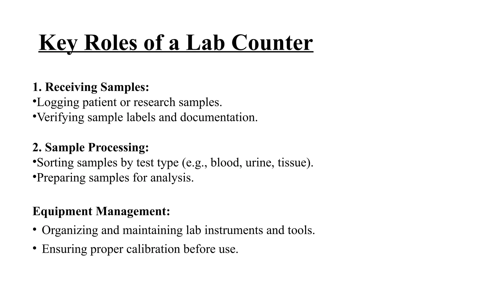 Lab Counter - Collection Point Roles and Responsibilities - for Lab ...