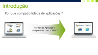 Introdução
Por que compatibilidade de aplicações ?



                    Tornando Aplicações
                  compativeis com o Win 7
 