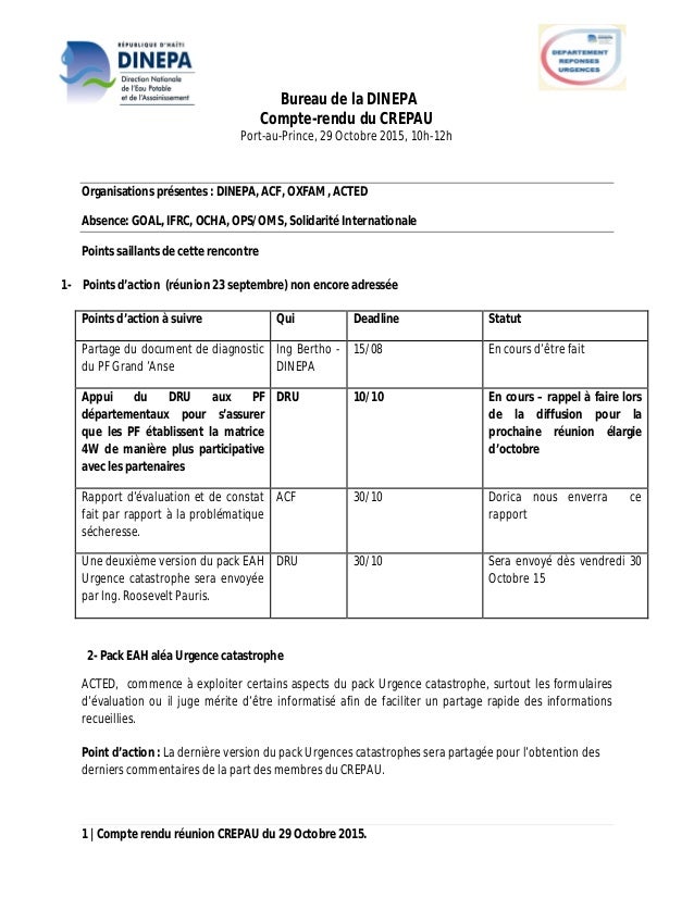 compte rendu de reunion