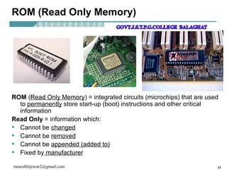 Rom Read Only Memory Definition Computer Computer Basics | PPT