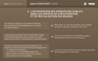 PANTONE
ROUGE : 1805 C
colloque 24 mai 2013 Challans Agnès CHAROUSSET, ACIME.
ÆÆ L’intervention des opérateurs publics
dan...