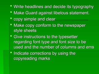 COPYREADING and headline writing in journalism | PPT