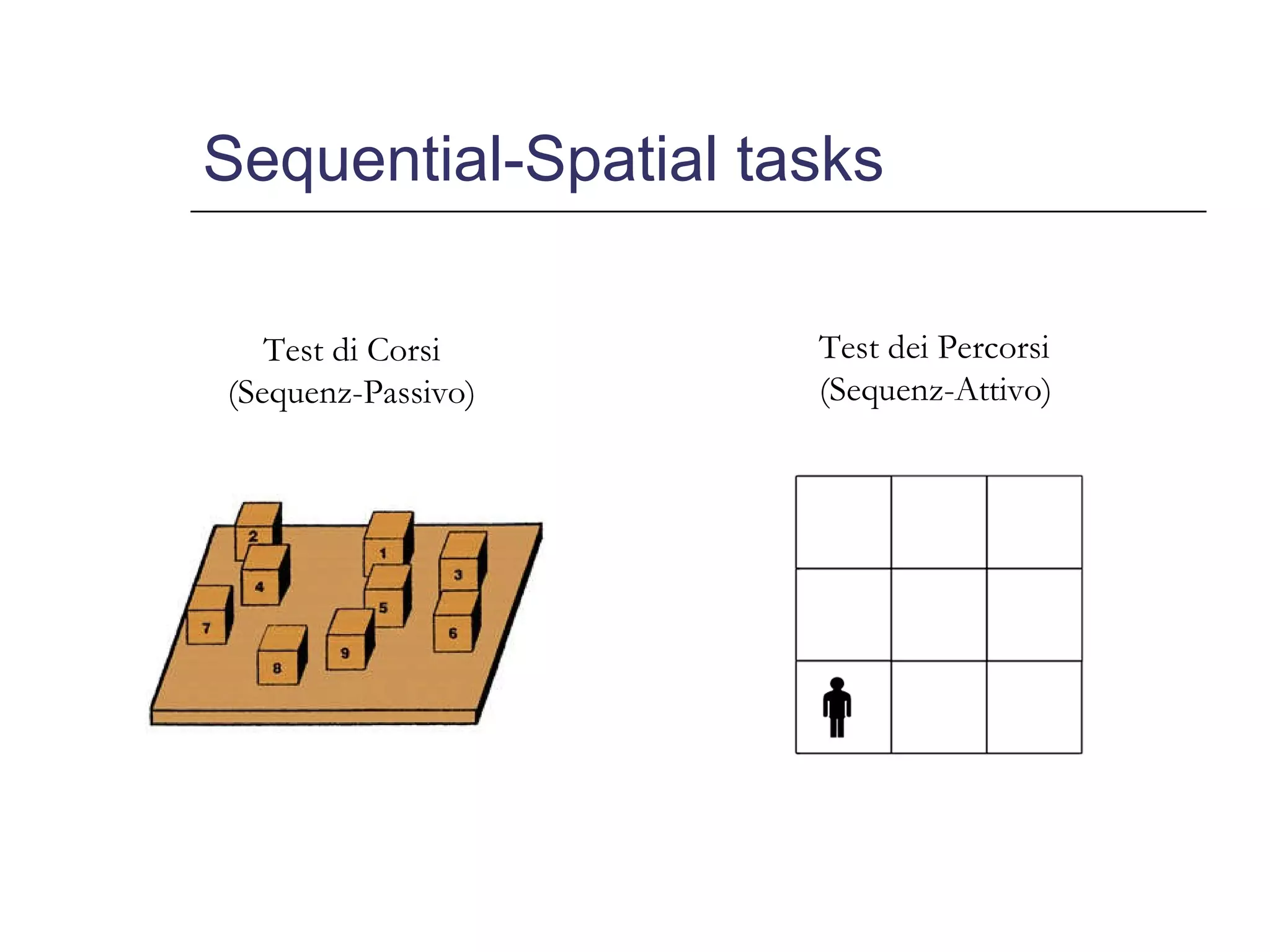 Sequential-Spatial tasks Test dei Percorsi (Sequenz-Attivo) Test di Corsi (Sequenz-Passivo) 